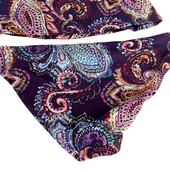Ralph Lauren Captiva Paisley Two Piece Bandeau Tankini Swimsuit Purple Size 4 - Picture 9 of 12
